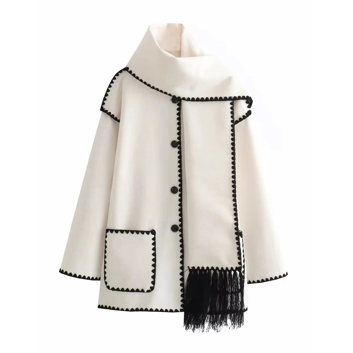 Syrvace 2024 Women Autumn Winter Casual Zigzag Scarf