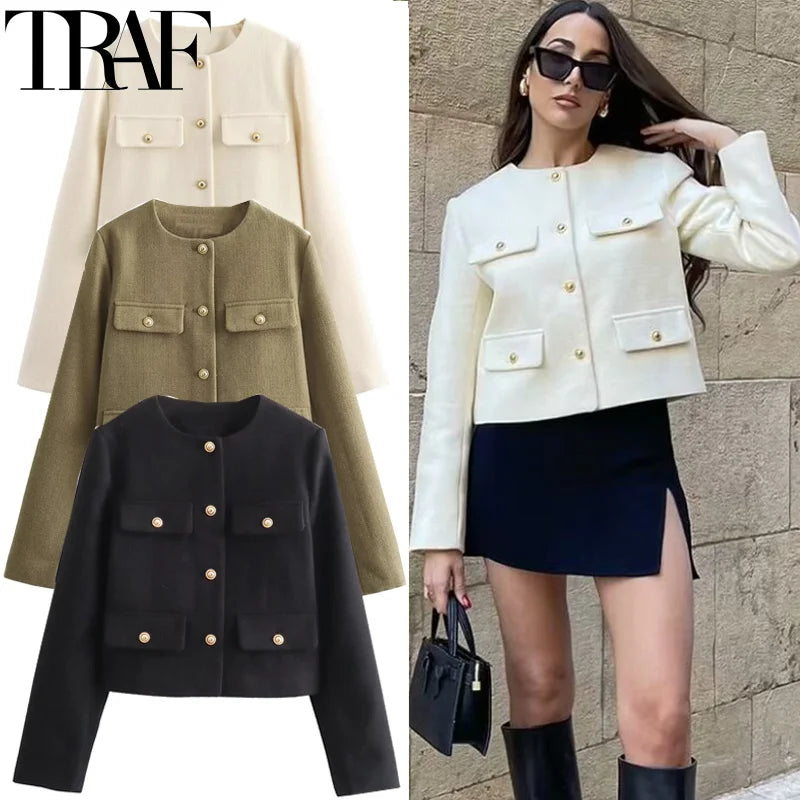 Syrvace Long Sleeve Cropped Jacket