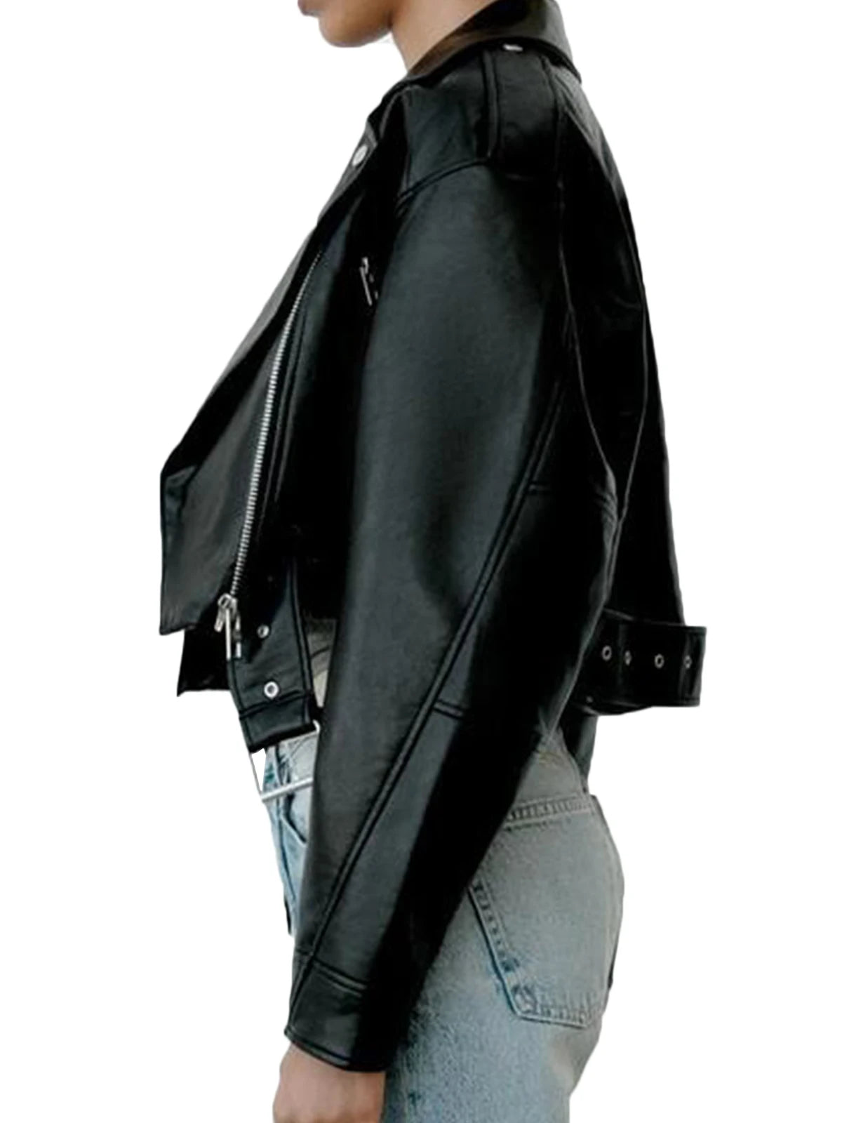 Syrvace Women Faux PU Leather Jacket